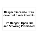 Danger d'incendie : Feu ouvert  /.../ - Fire Danger: Open Fire and Smoking  /.../