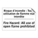 Risque d'incendie : Toute utilisation  /.../ - Fire Hazard: All use of open flame  /.../