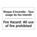 Risque d'incendie : Tout usage  /.../ - Fire Hazard: All use of fire prohibited /.../