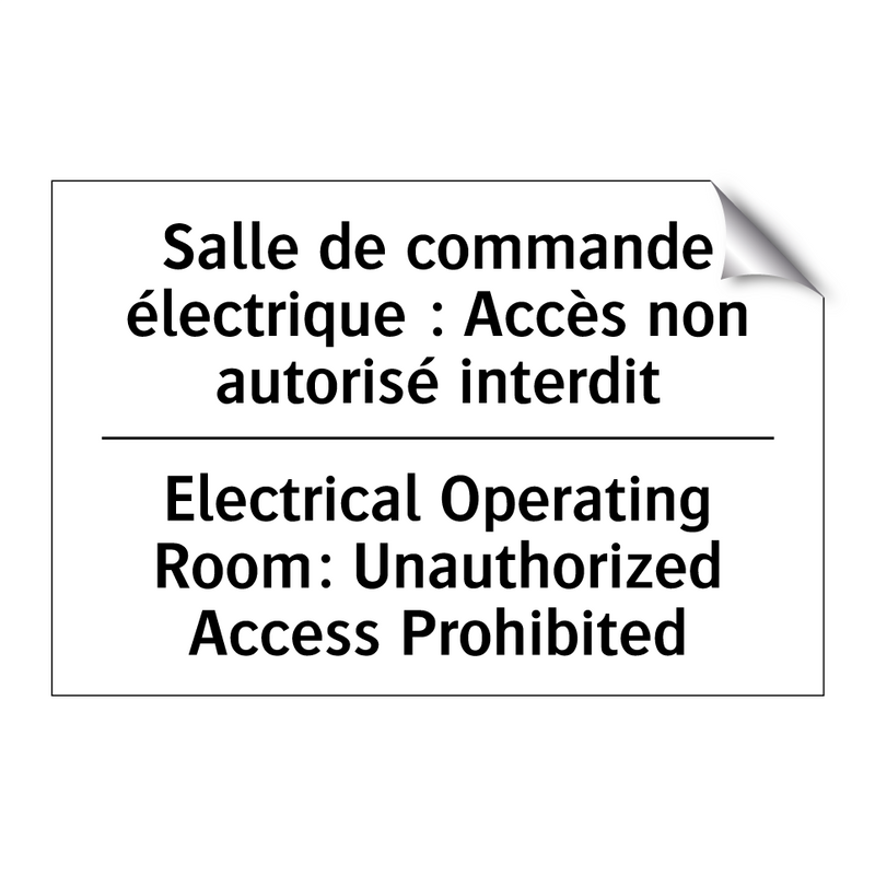 Salle de commande électrique :  /.../ - Electrical Operating Room: Unauthorized  /.../