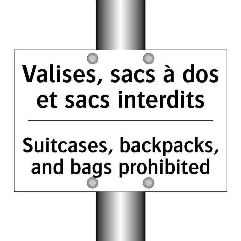 Valises, sacs à dos et sacs interdits /.../ - Suitcases, backpacks, and bags  /.../