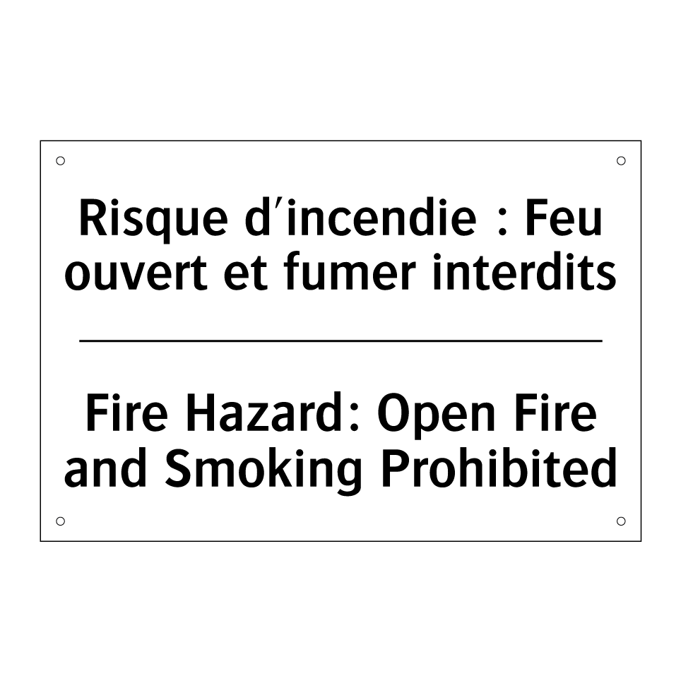 Risque d'incendie : Feu ouvert  /.../ - Fire Hazard: Open Fire and Smoking  /.../