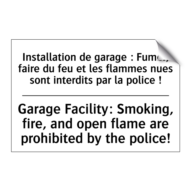 Installation de garage : Fumer,  /.../ - Garage Facility: Smoking, fire,  /.../