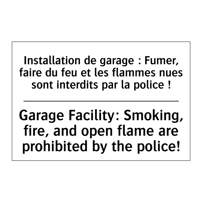 Installation de garage : Fumer,  /.../ - Garage Facility: Smoking, fire,  /.../