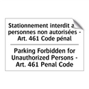 Stationnement interdit aux personnes  /.../ - Parking Forbidden for Unauthorized  /.../