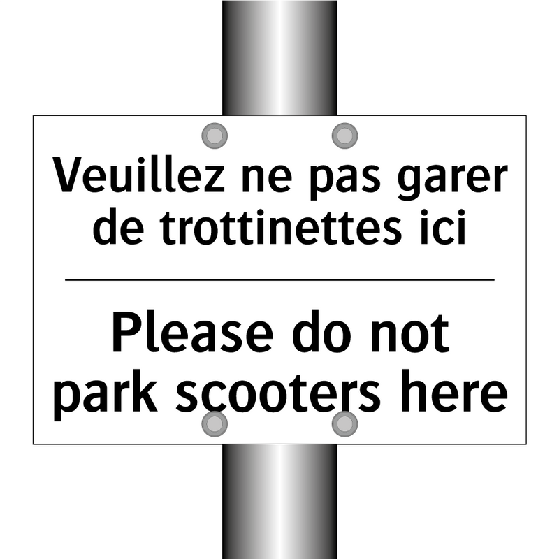 Veuillez ne pas garer de trottinettes  /.../ - Please do not park scooters here /.../