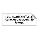 Il est interdit d'effectuer de telles opérations de levage.