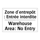 Zone d'entrepôt : Entrée interdite /.../ - Warehouse Area: No Entry