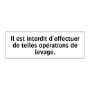 Il est interdit d'effectuer de telles opérations de levage.