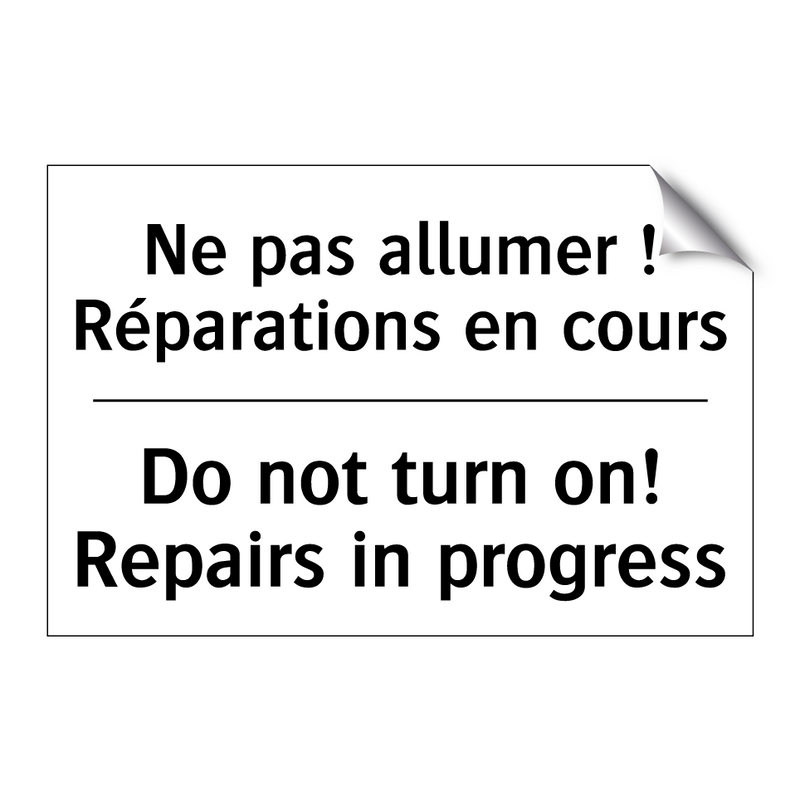 Ne pas allumer ! Réparations en  /.../ - Do not turn on! Repairs in progress /.../