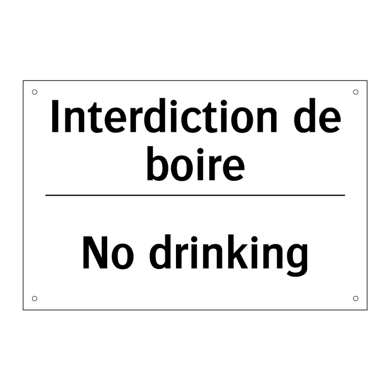 Interdiction de boire - No drinking
