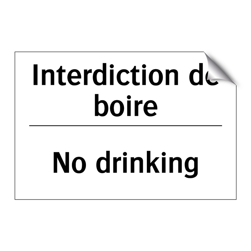 Interdiction de boire - No drinking