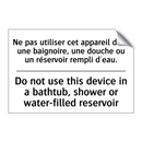 Ne pas utiliser cet appareil dans  /.../ - Do not use this device in a bathtub,  /.../