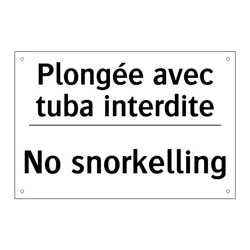 Plongée avec tuba interdite - No snorkelling