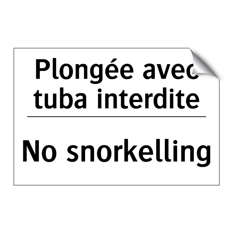 Plongée avec tuba interdite - No snorkelling