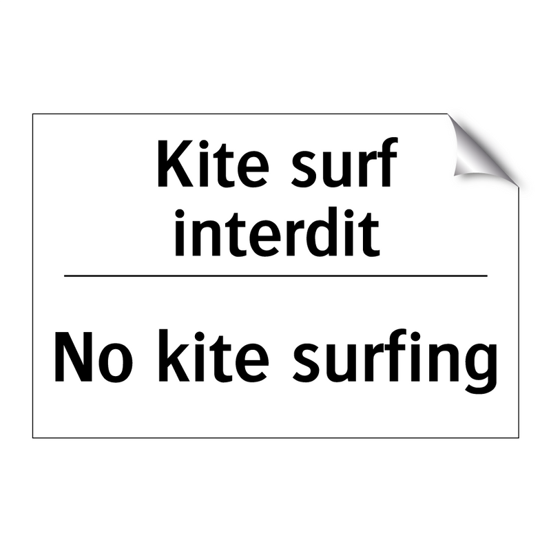 Kite surf interdit - No kite surfing