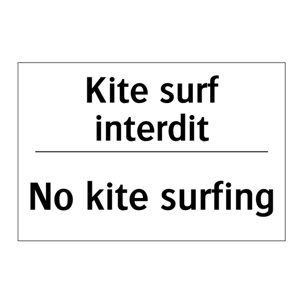 Kite surf interdit - No kite surfing