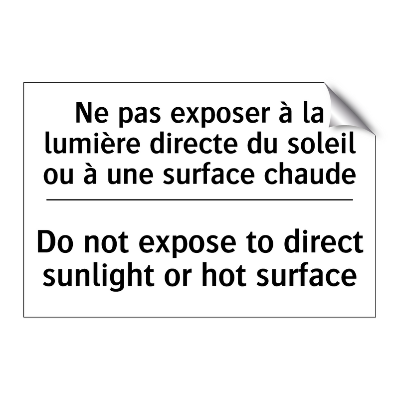 Ne pas exposer à la lumière directe  /.../ - Do not expose to direct sunlight  /.../