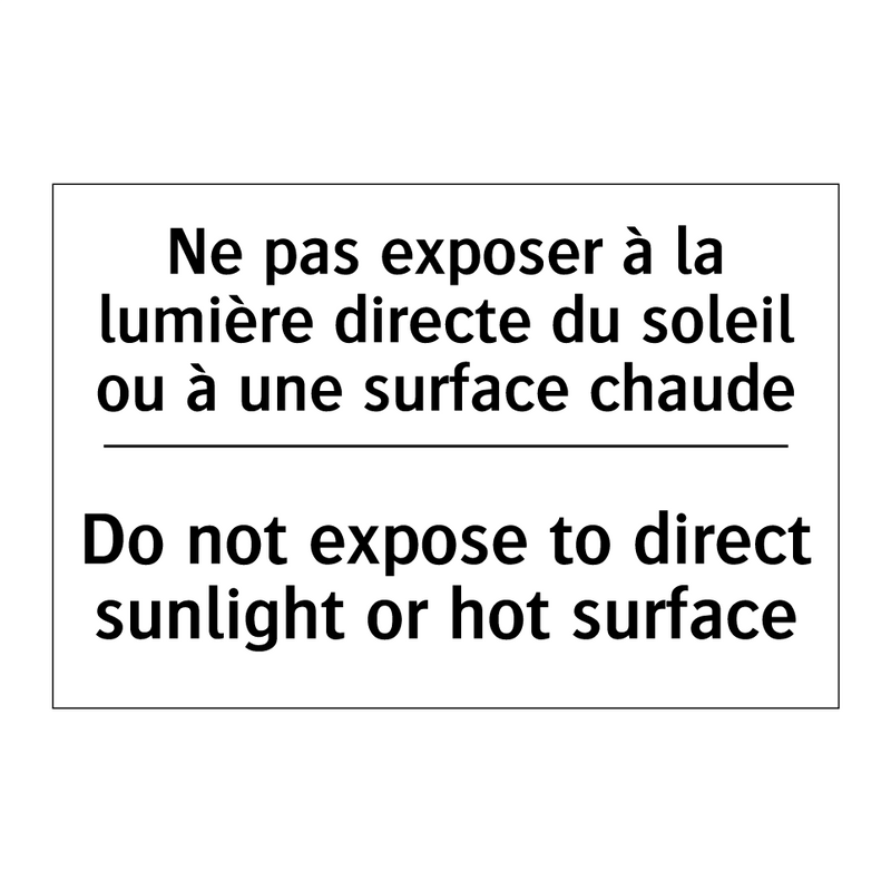 Ne pas exposer à la lumière directe  /.../ - Do not expose to direct sunlight  /.../