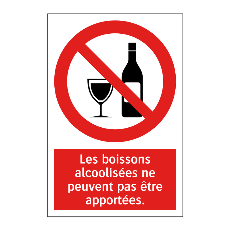Les boissons alcoolisées ne peuvent pas être apportées.