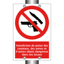 Interdiction de porter des couteaux, des armes et d'autres objets dangereux dans nos locaux