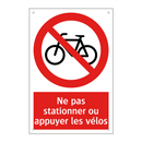 Ne pas stationner ou appuyer les vélos