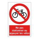 Ne pas stationner ou appuyer les vélos