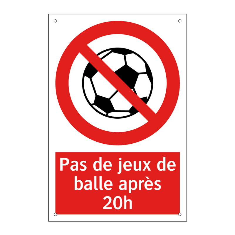 Pas de jeux de balle après 20h