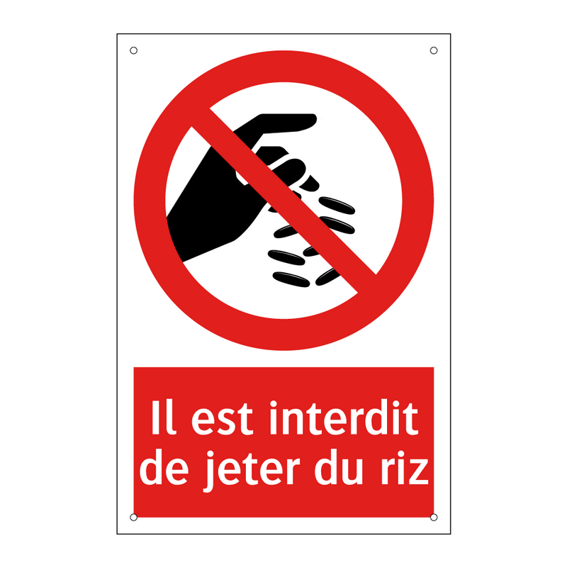 Il est interdit de jeter du riz