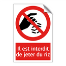Il est interdit de jeter du riz