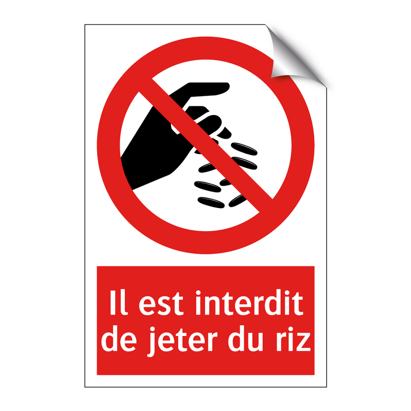 Il est interdit de jeter du riz