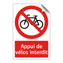 Appui de vélos interdit