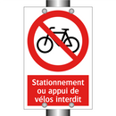 Stationnement ou appui de vélos interdit