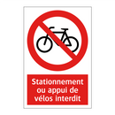 Stationnement ou appui de vélos interdit