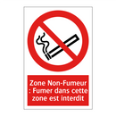 Zone Non-Fumeur : Fumer dans cette zone est interdit