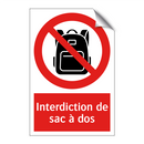 Interdiction de sac à dos
