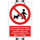 La protection des dunes, c'est la protection côtière ! Veuillez utiliser les sentiers et garder votre chien en laisse !