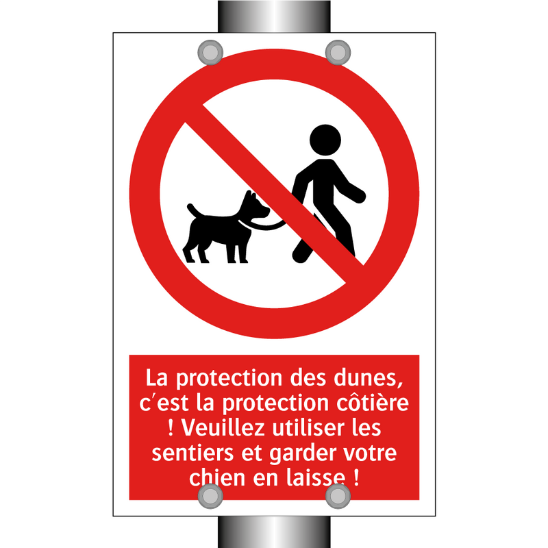 La protection des dunes, c'est la protection côtière ! Veuillez utiliser les sentiers et garder votre chien en laisse !