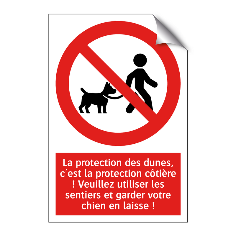 La protection des dunes, c'est la protection côtière ! Veuillez utiliser les sentiers et garder votre chien en laisse !