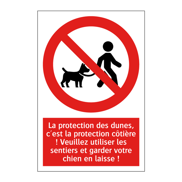 La protection des dunes, c'est la protection côtière ! Veuillez utiliser les sentiers et garder votre chien en laisse !