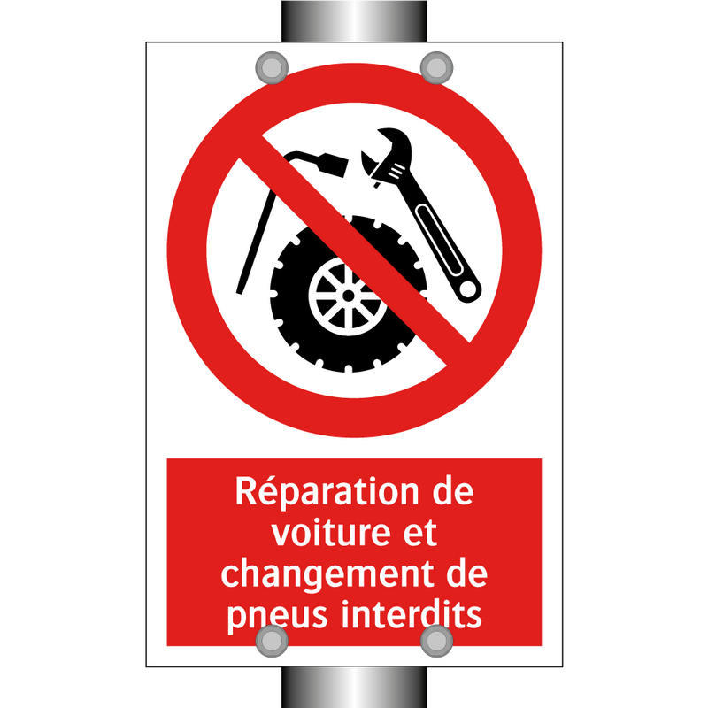 Réparation de voiture et changement de pneus interdits