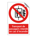 Transport de passagers interdit en cas d'incendie