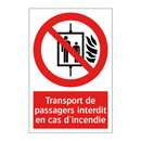 Transport de passagers interdit en cas d'incendie