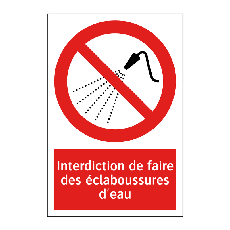 Interdiction de faire des éclaboussures d'eau
