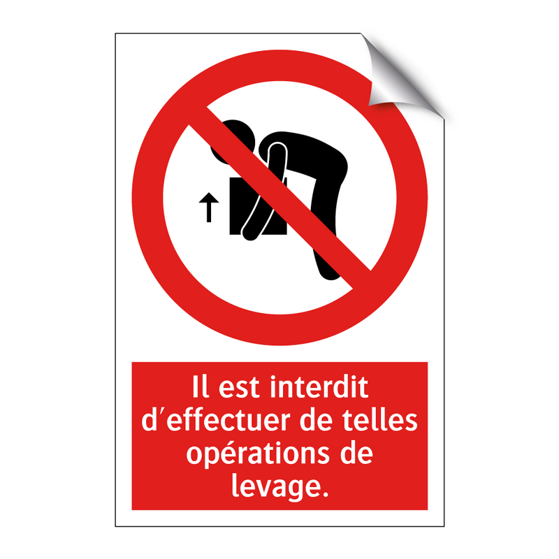 Il est interdit d'effectuer de telles opérations de levage.