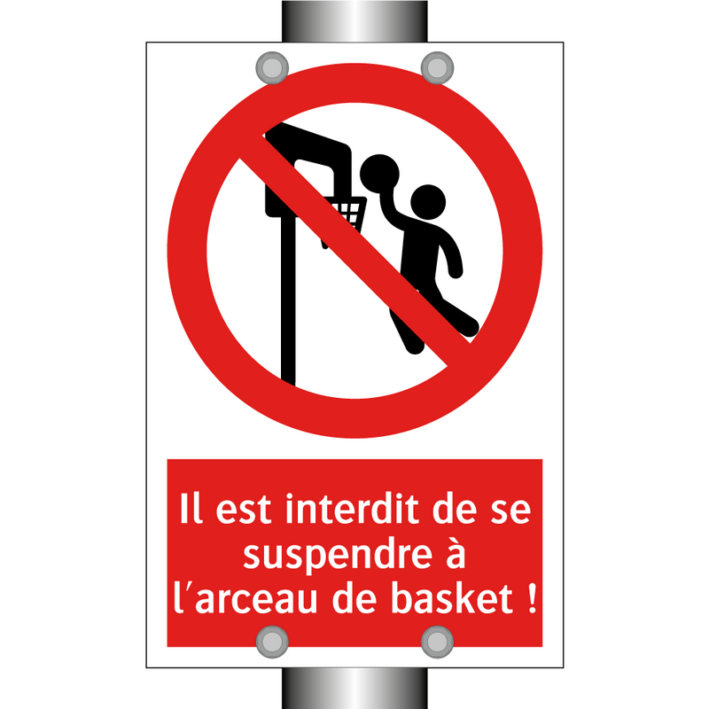 Il est interdit de se suspendre à l'arceau de basket !