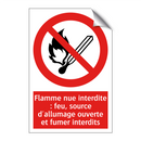 Flamme nue interdite : feu, source d'allumage ouverte et fumer interdits