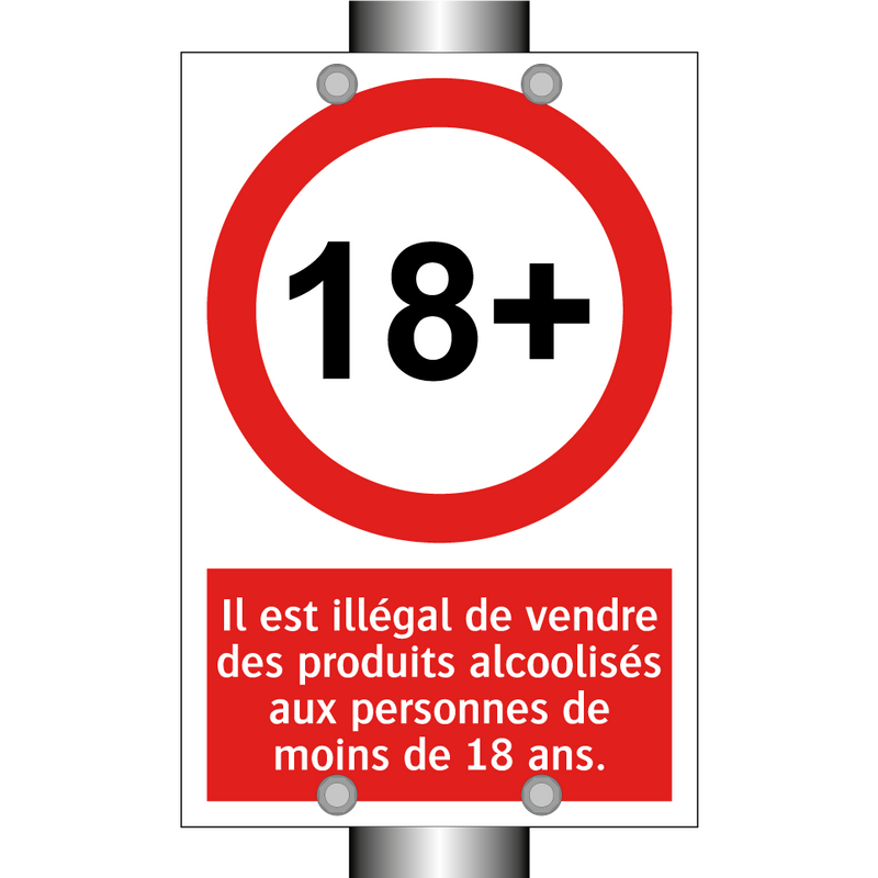 Il est illégal de vendre des produits alcoolisés aux personnes de moins de 18 ans.
