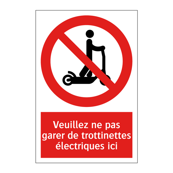 Veuillez ne pas garer de trottinettes électriques ici