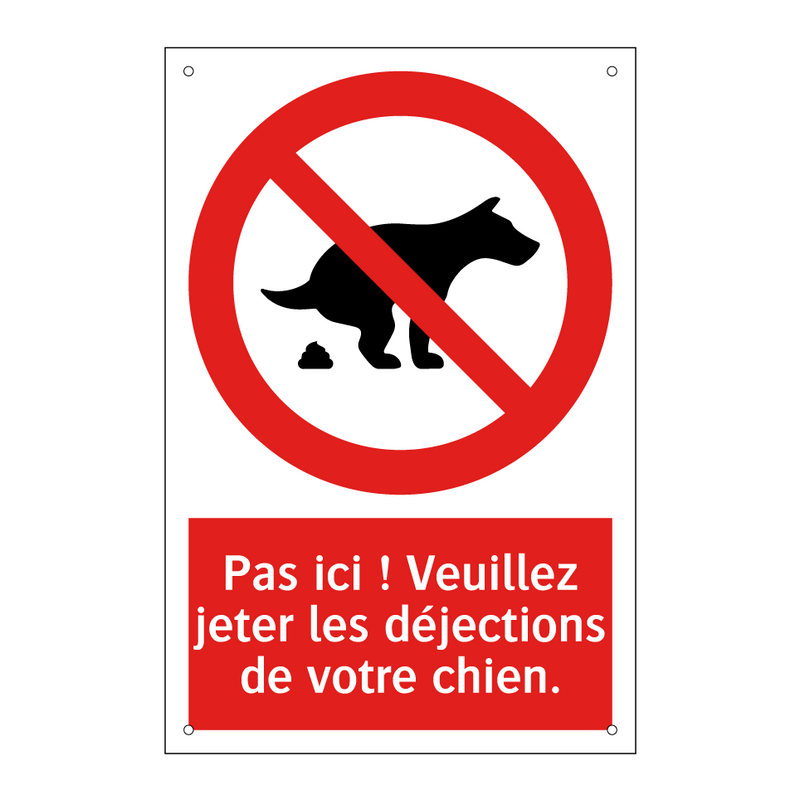Pas ici ! Veuillez jeter les déjections de votre chien.